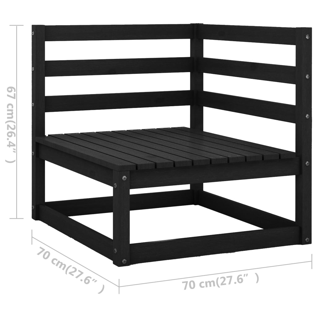 Set mobilier grădină cu perne, 2 piese, negru, lemn masiv pin