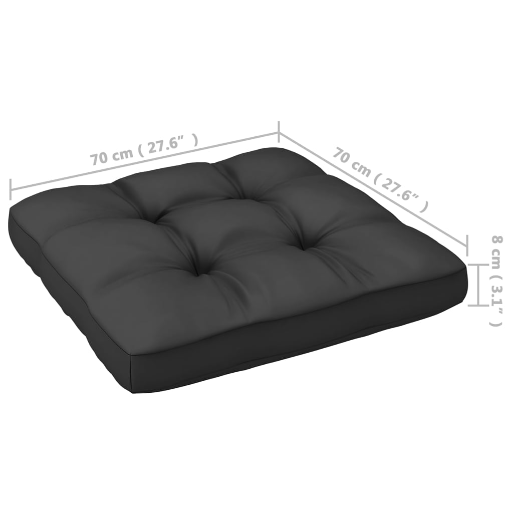 Set mobilier grădină cu perne, 2 piese, negru, lemn masiv pin