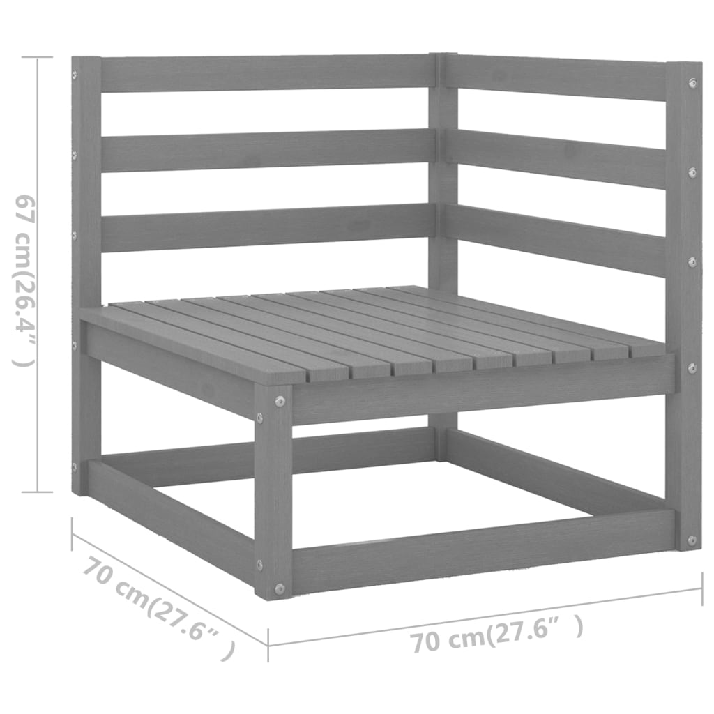 Set mobilier de grădină cu perne, 2 piese, gri, lemn masiv pin