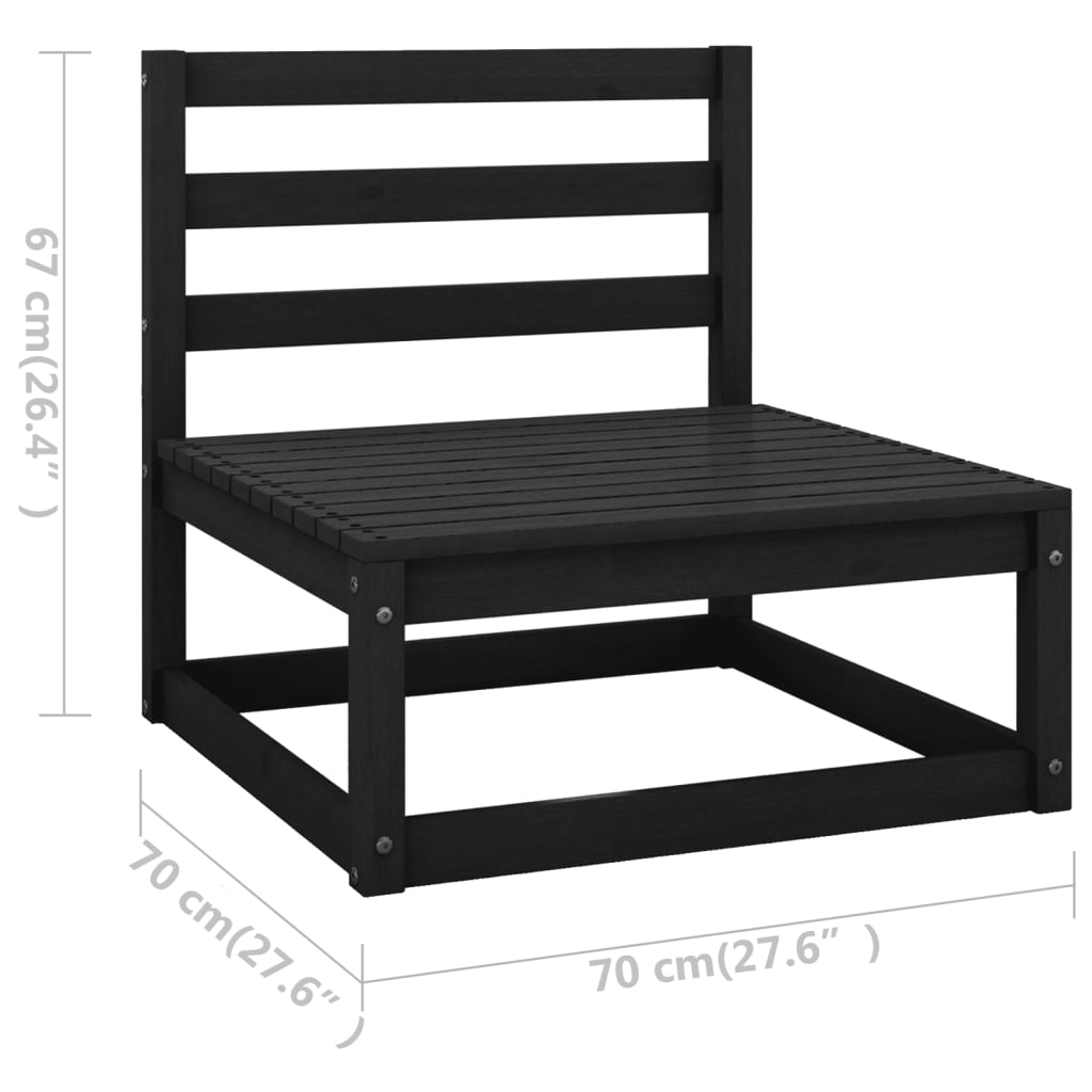 Set mobilier de grădină cu perne, 2 piese, negru, lemn de pin