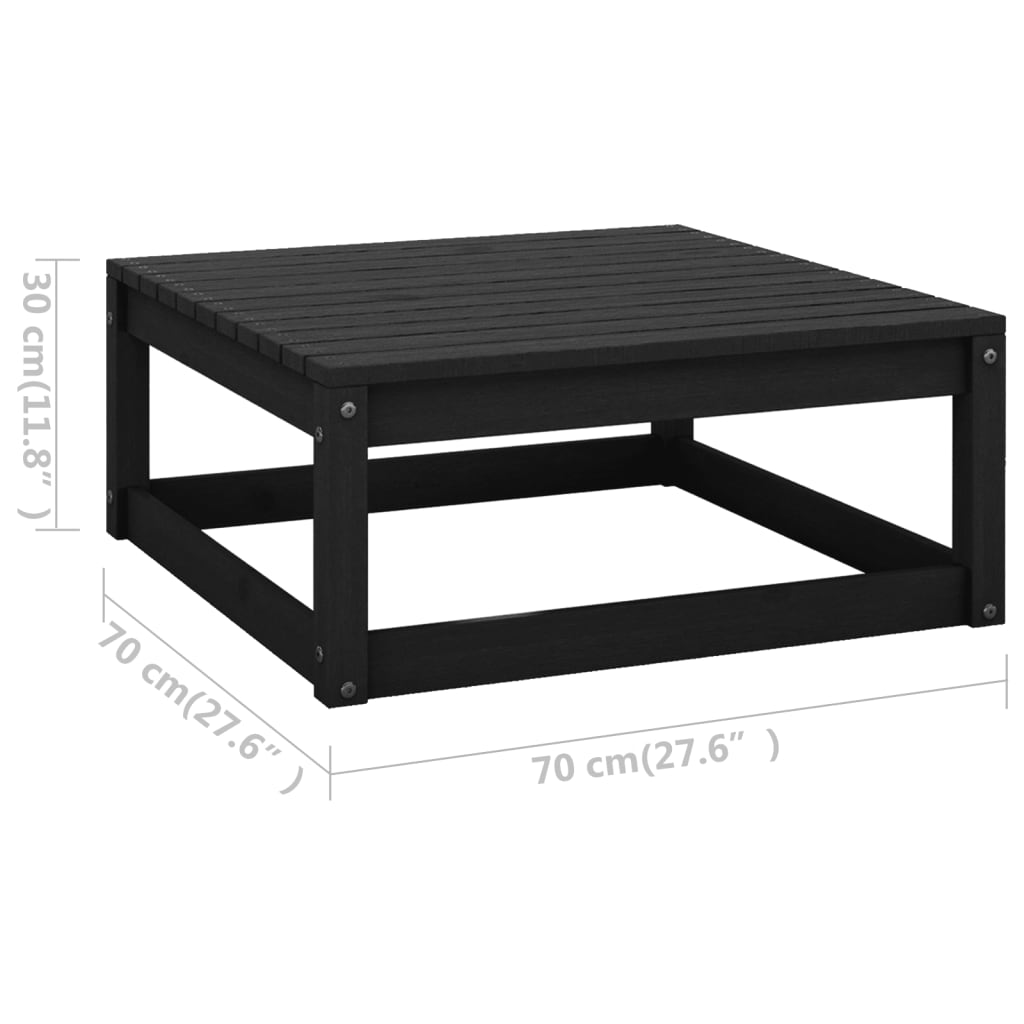 Set mobilier grădină cu perne, 2 piese, negru, lemn masiv pin