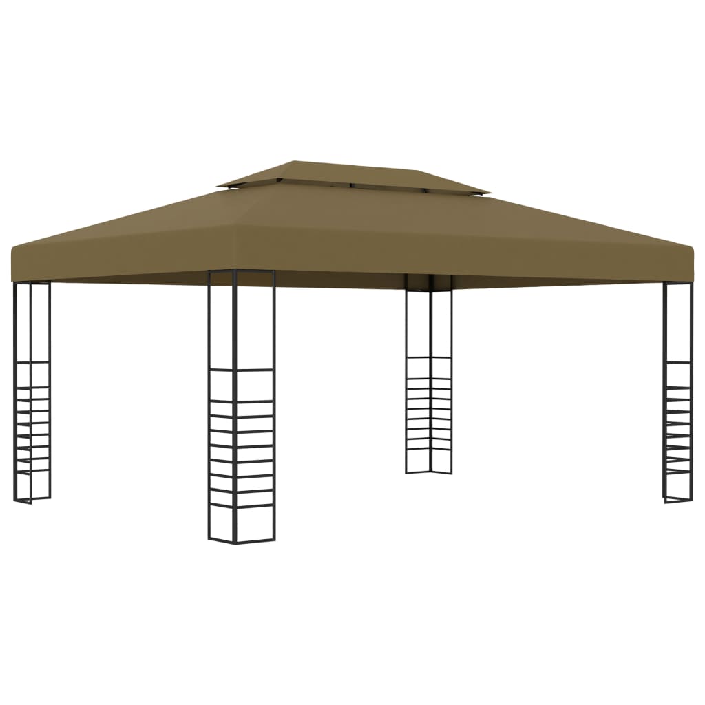 Pavilion cu șiruri de lumini LED, gri taupe, 3x4m