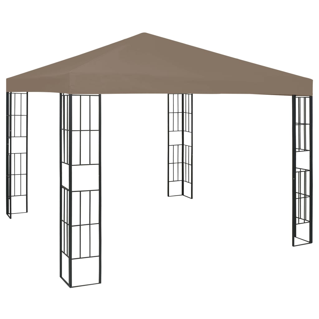 Pavilion cu șiruri de lumini LED, gri taupe, 3x3 m