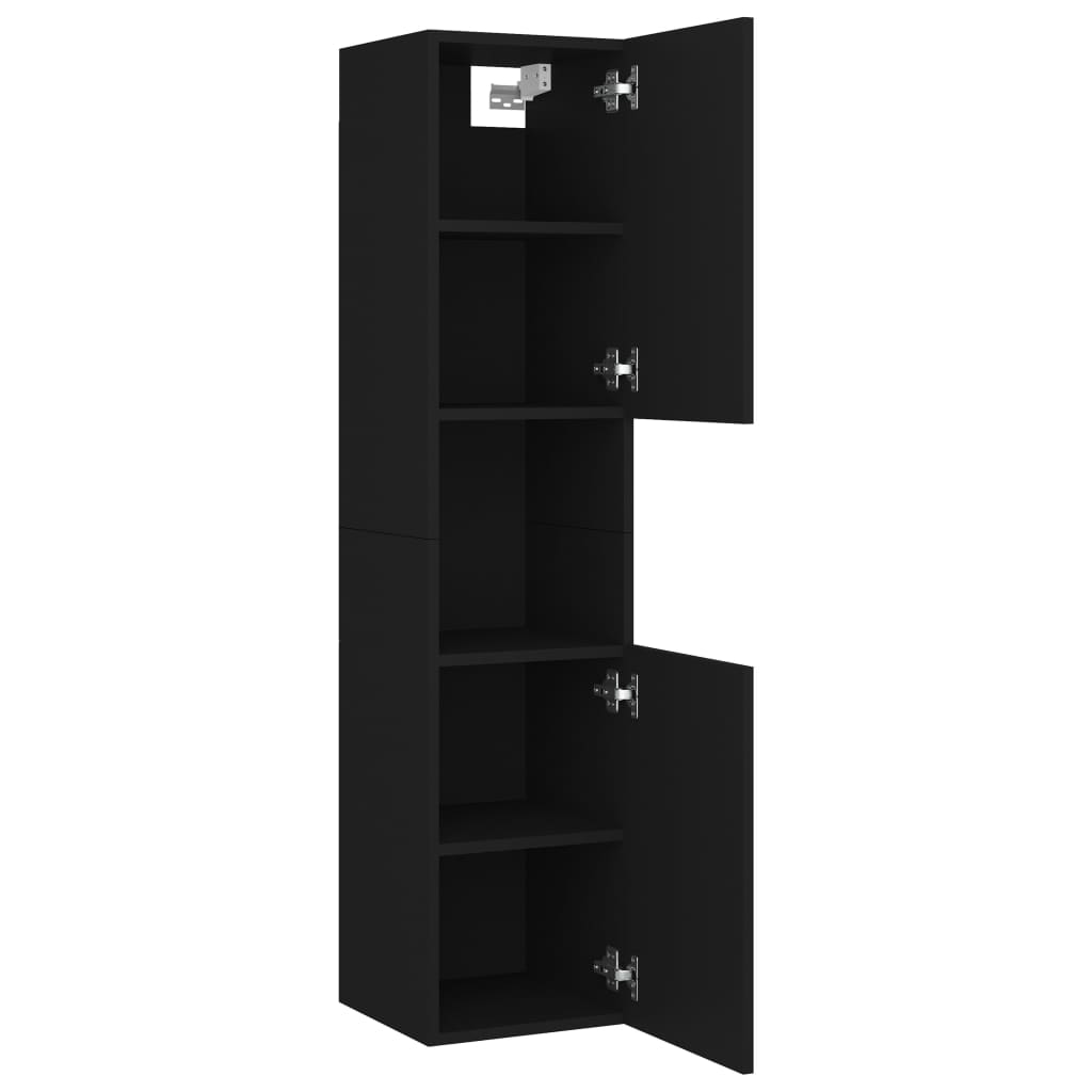 Set de mobilier de baie, negru, lemn prelucrat