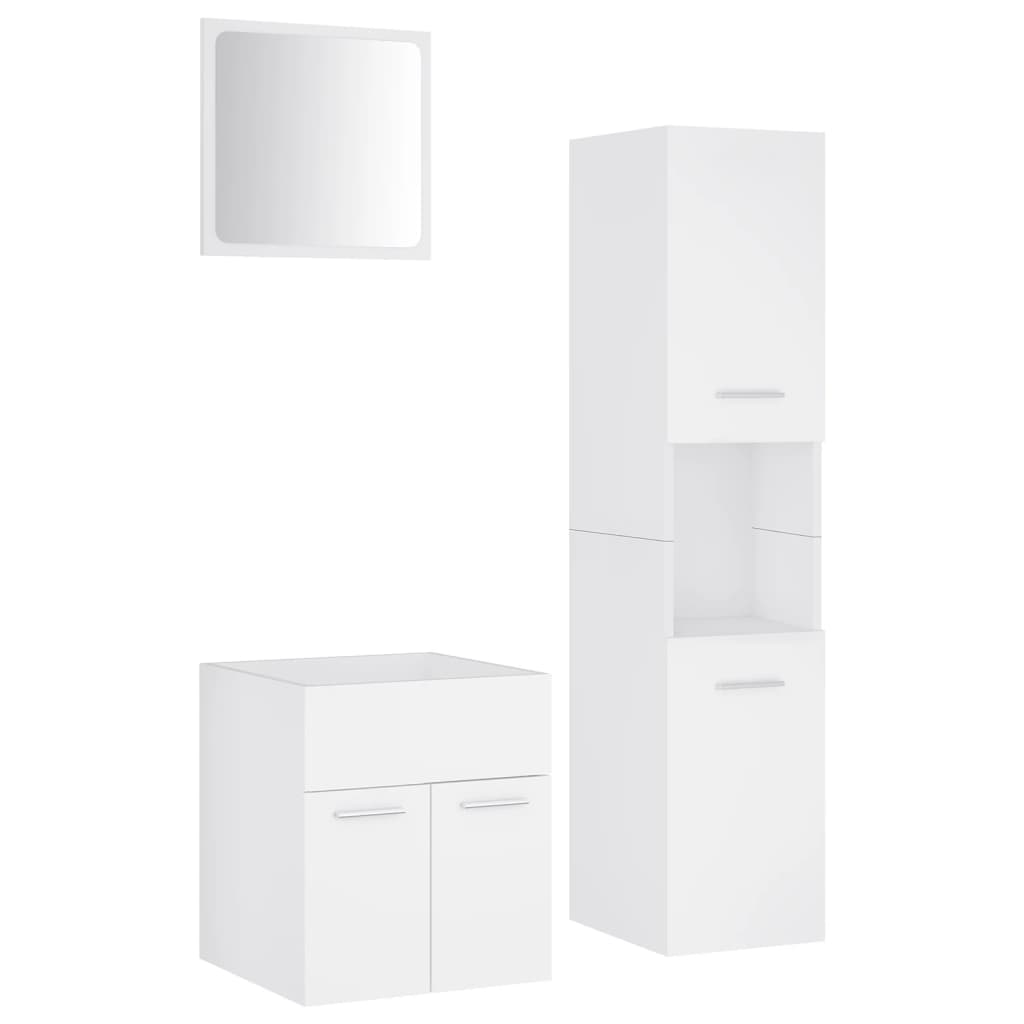 Set mobilier de baie, alb, lemn prelucrat