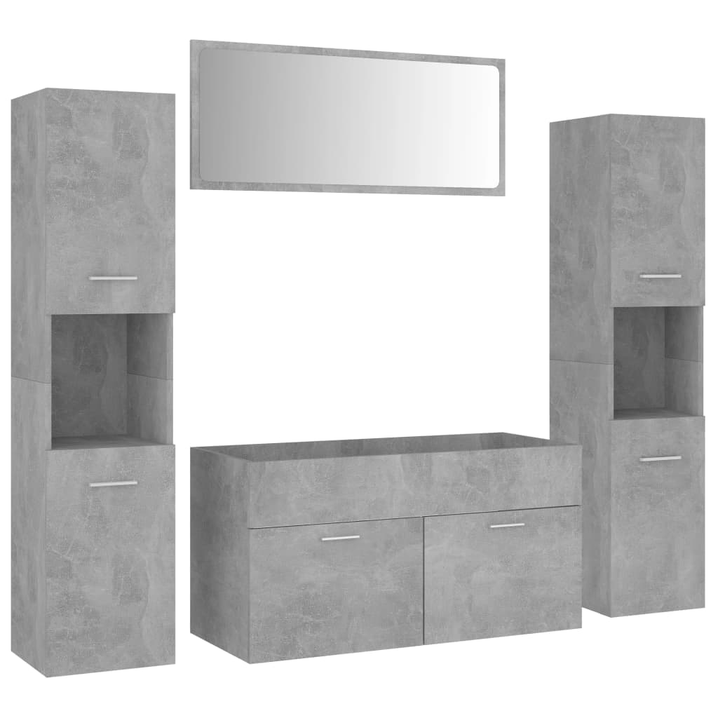 Set mobilier de baie, gri beton, lemn prelucrat