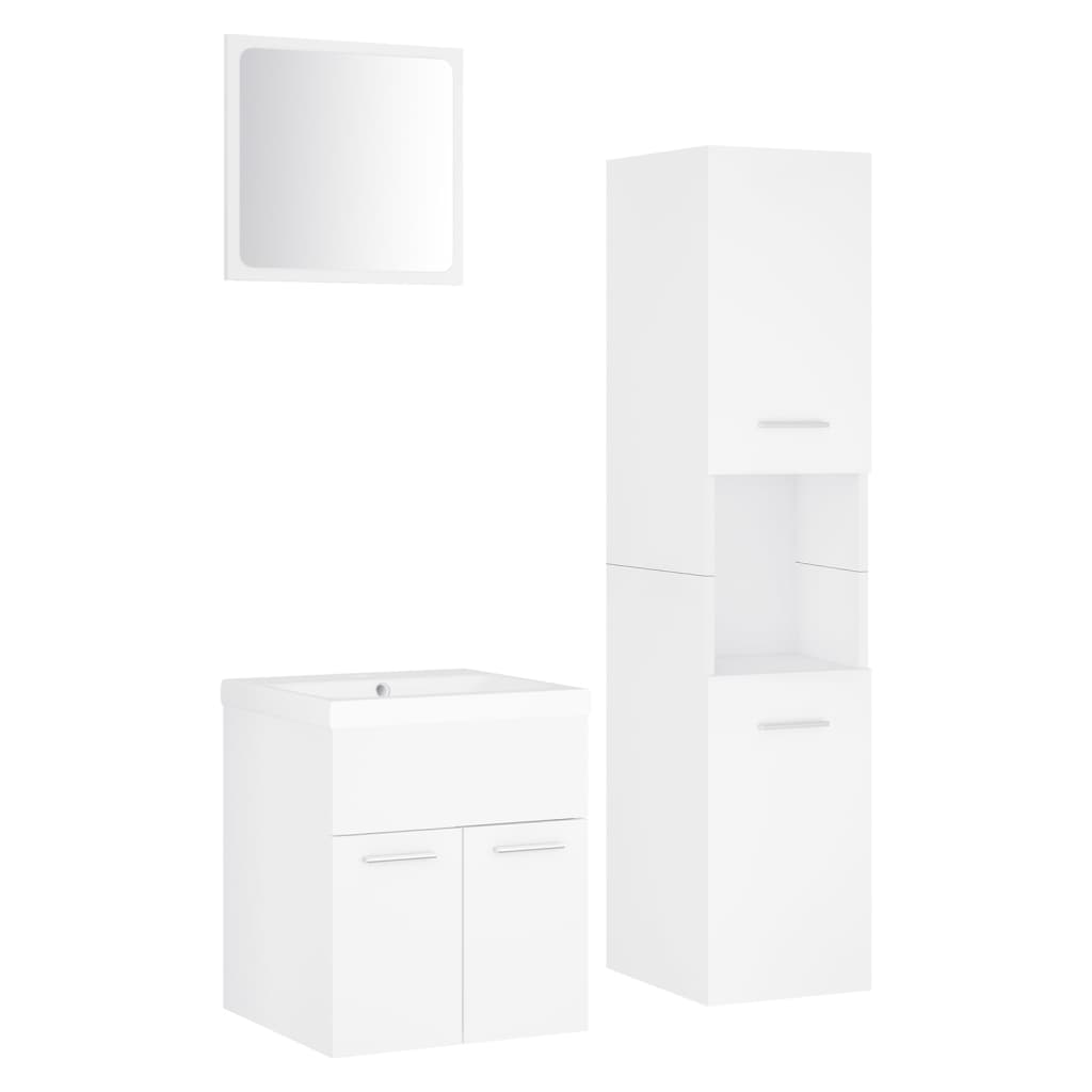 Set mobilier de baie, alb, lemn prelucrat