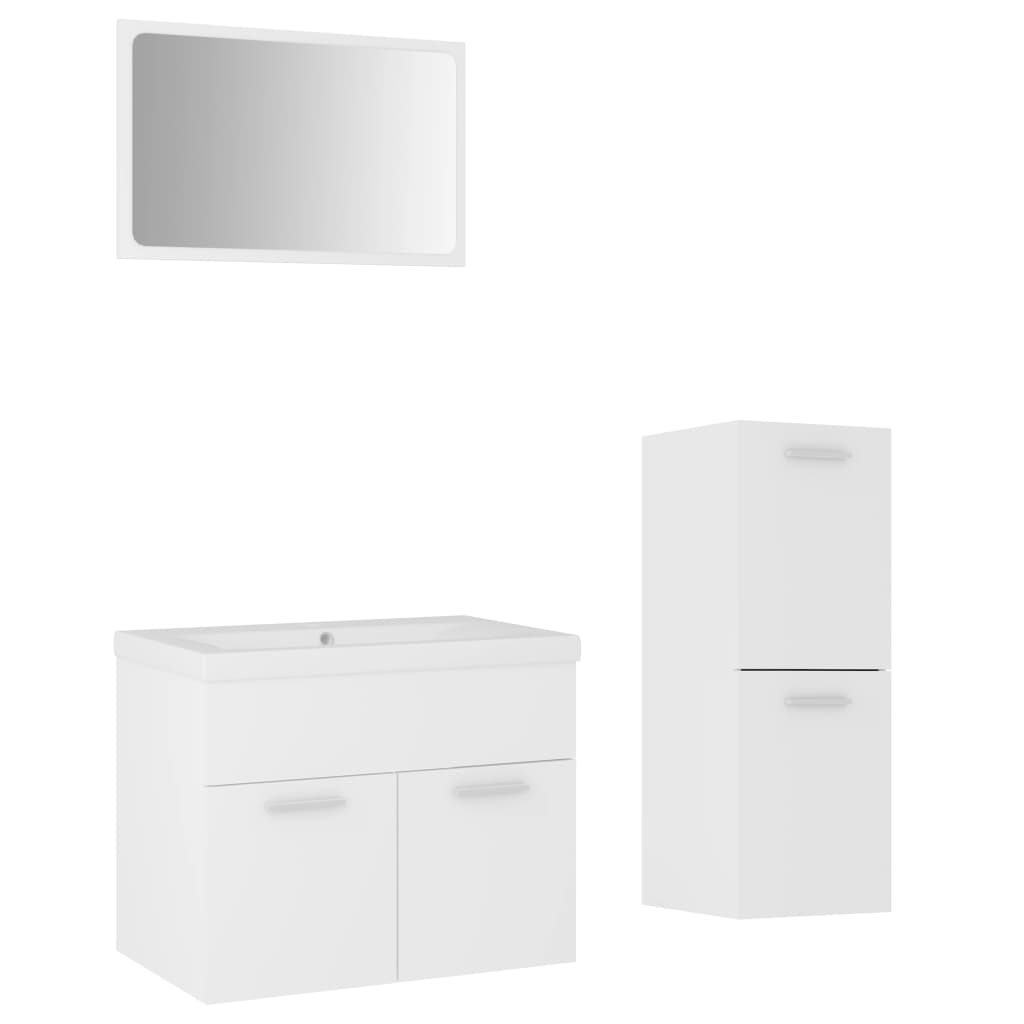 Set mobilier de baie, alb, lemn prelucrat