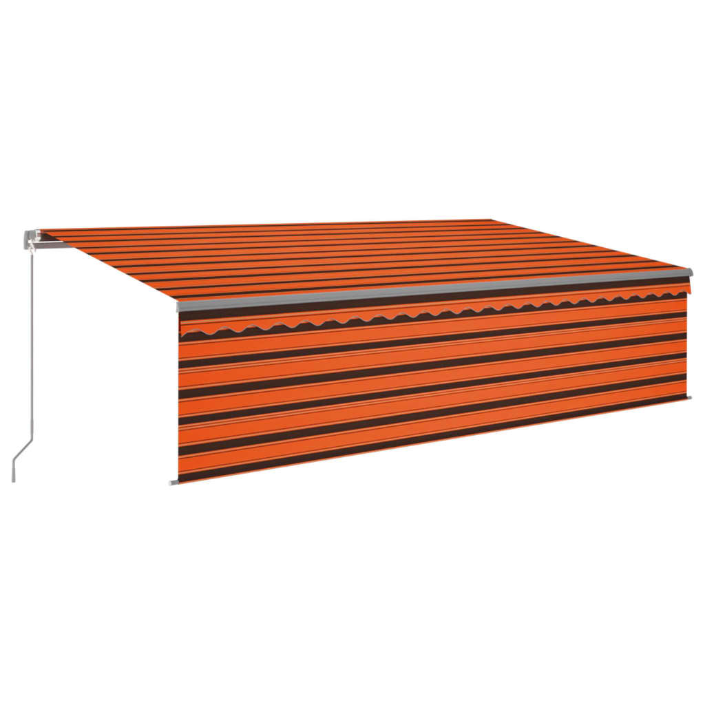 Copertină retractabilă manual, cu stor, portocaliu&maro, 5x3 m