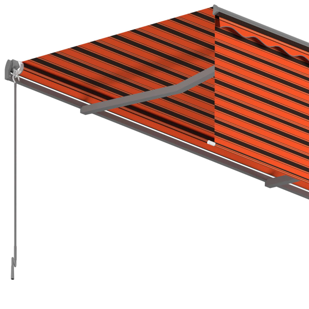 Copertină retractabilă manual, cu stor, portocaliu&maro, 5x3 m