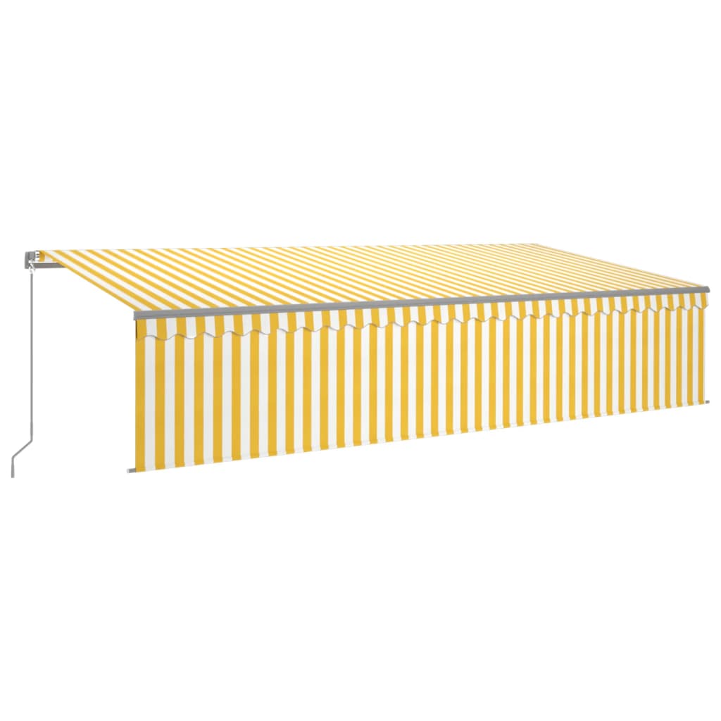 Copertină retractabilă manual cu stor&LED, galben&alb, 6x3 m