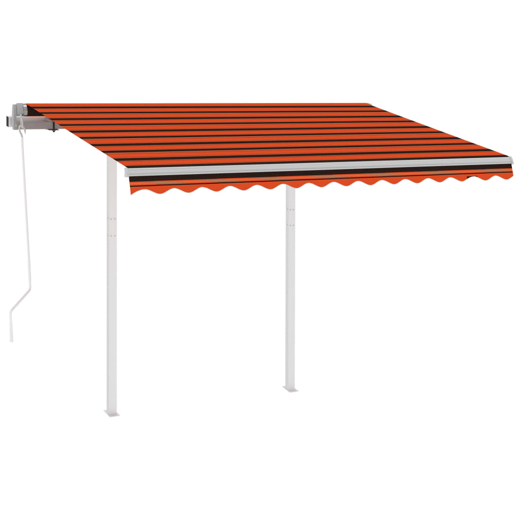 Copertină retractabilă automat stâlpi portocaliu/maro 3,5x2,5 m