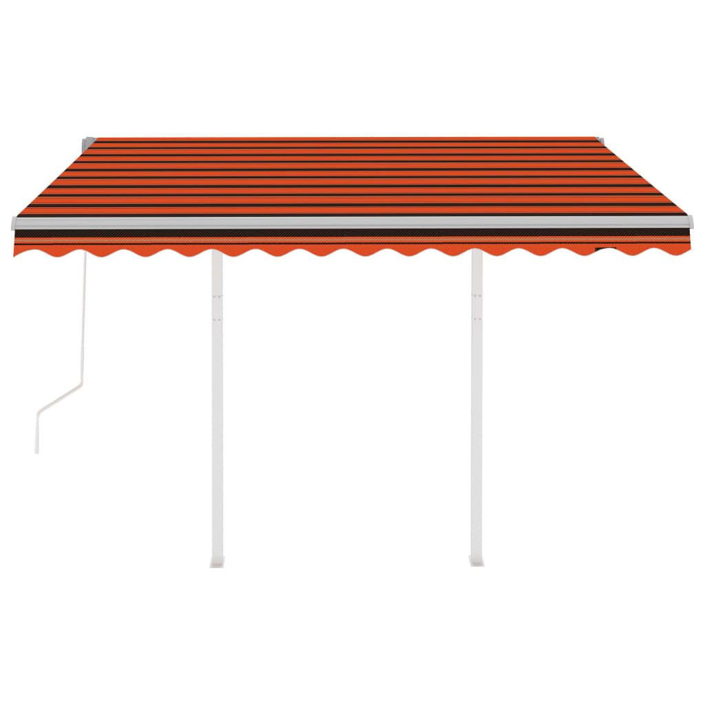 Copertină retractabilă automat stâlpi portocaliu/maro 3,5x2,5 m