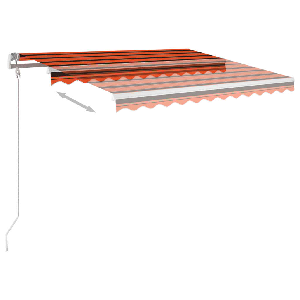 Copertină retractabilă automat stâlpi portocaliu/maro 3,5x2,5 m