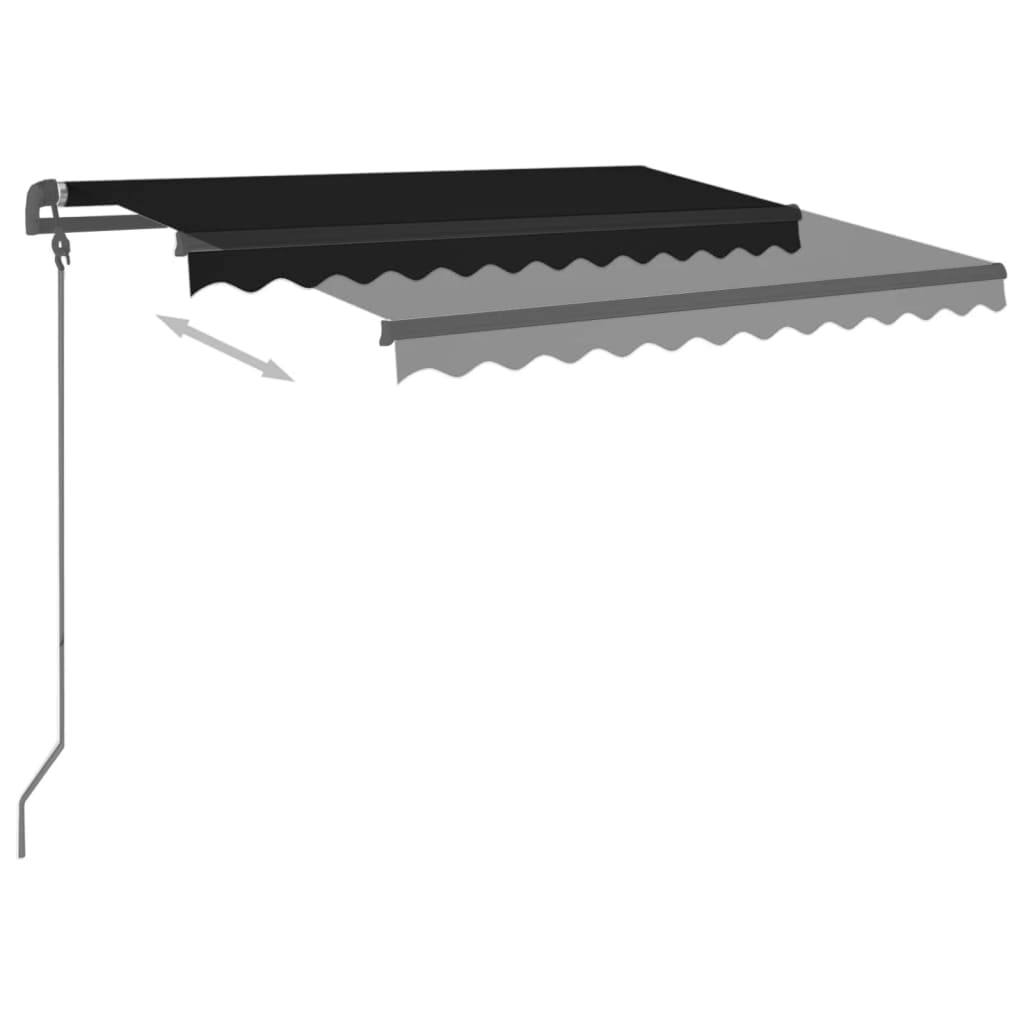 Copertină retractabilă manual cu stâlpi, antracit, 3,5x2,5 m