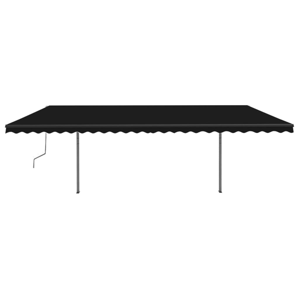 Copertină retractabilă manual cu stâlpi, antracit, 3,5x2,5 m