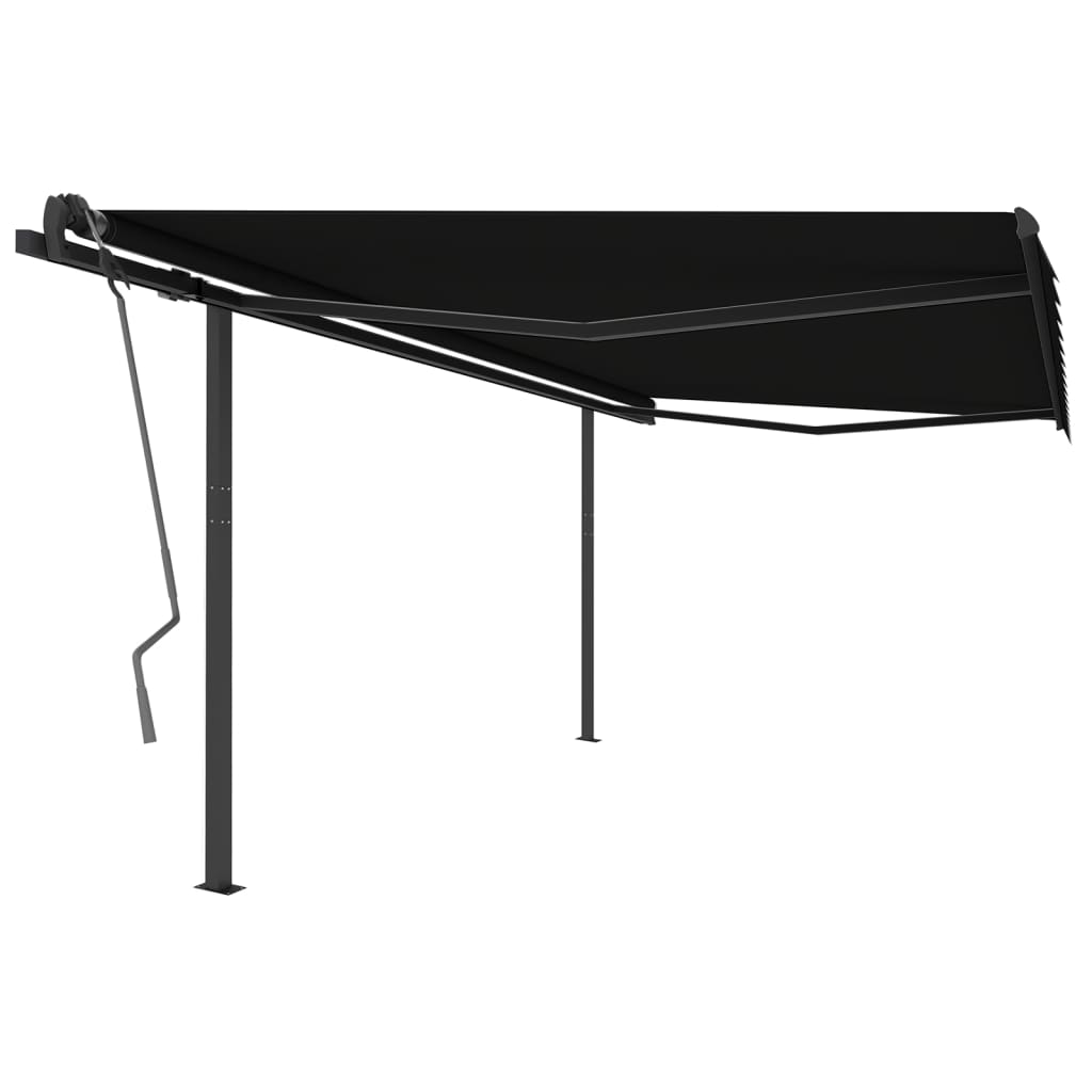 Copertină retractabilă manual, cu stâlpi, antracit, 4,5x3 m