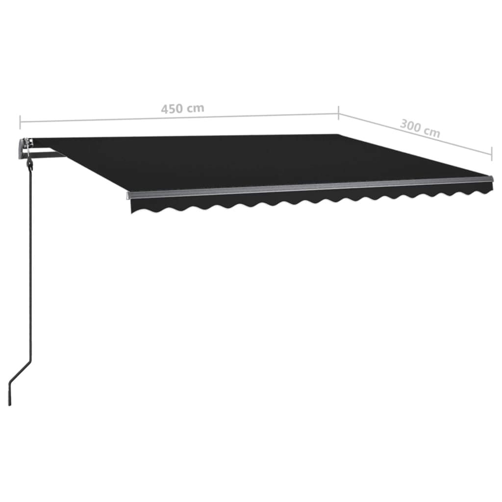 Copertină retractabilă manual, cu stâlpi, antracit, 4,5x3 m