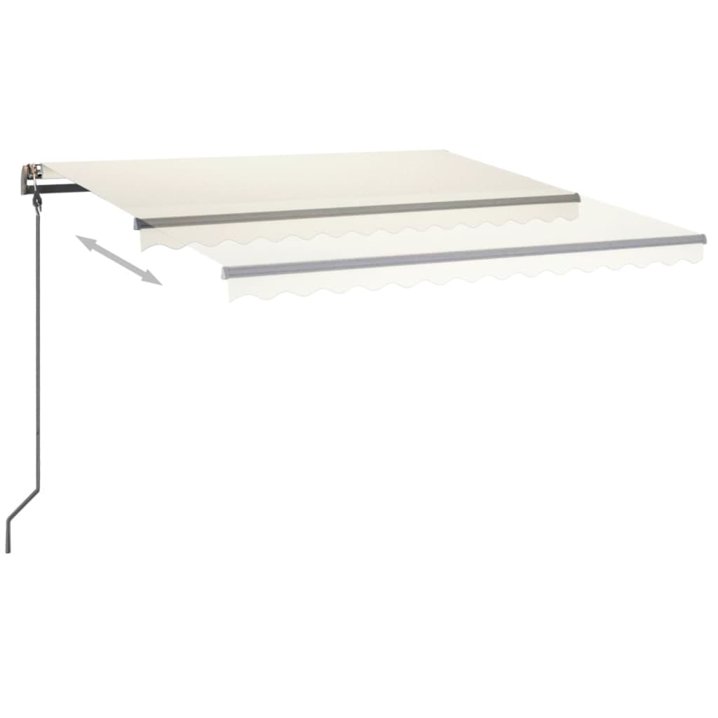 Copertină retractabilă manual, cu LED, crem, 4,5x3 m