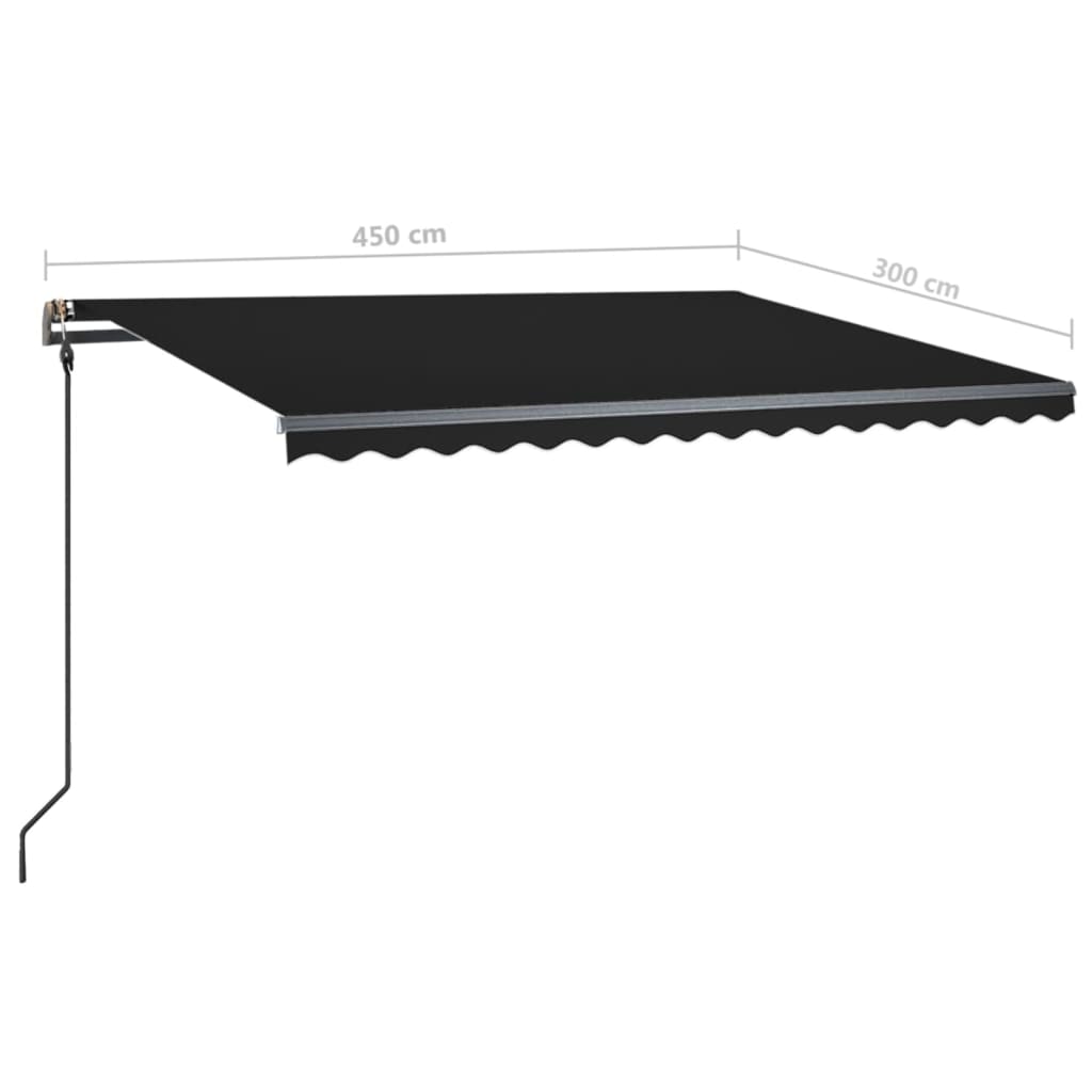 Copertină retractabilă manual, cu LED, antracit 4,5x3 m