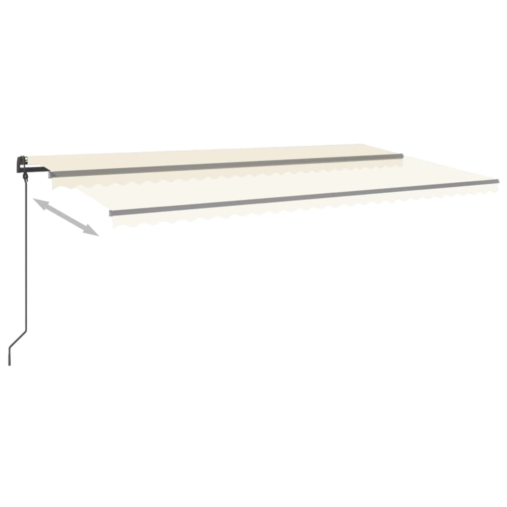 Copertină retractabilă manual cu LED, crem, 6x3 m