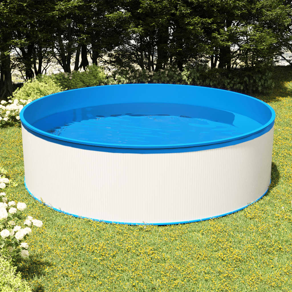 Piscină cu valuri, skimmer suspendat cu pompă, alb, 350x90 cm