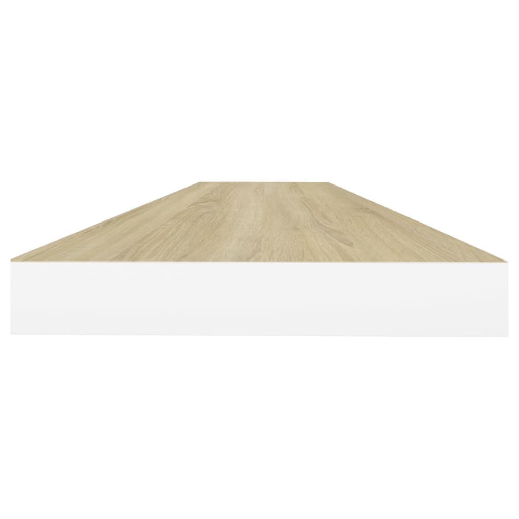 Rafturi perete suspendate 2 buc. stejar/alb 120x23,5x3,8 cm MDF