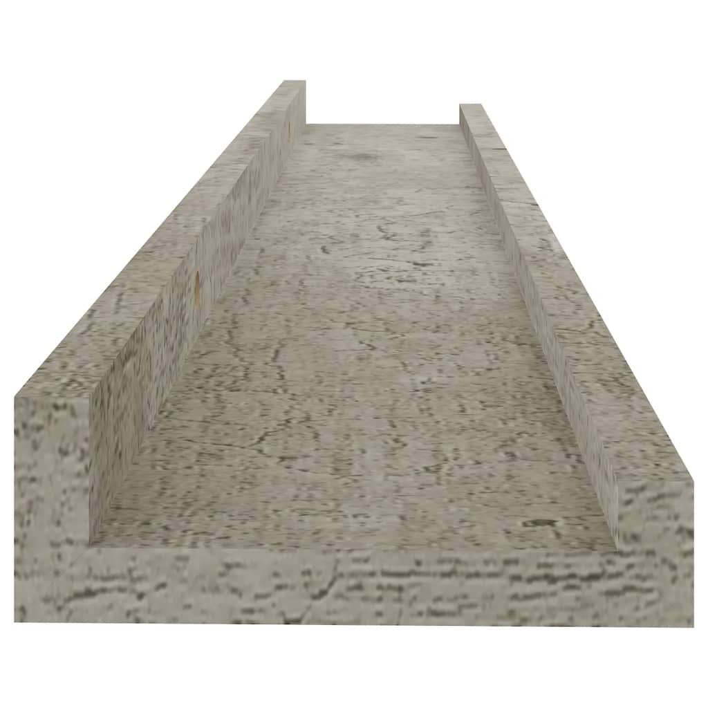 Rafturi de perete, 2 buc., gri beton, 60x9x3 cm