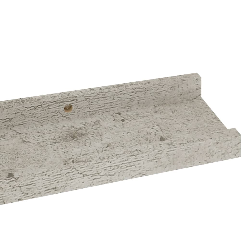 Rafturi de perete, 2 buc., gri beton, 60x9x3 cm