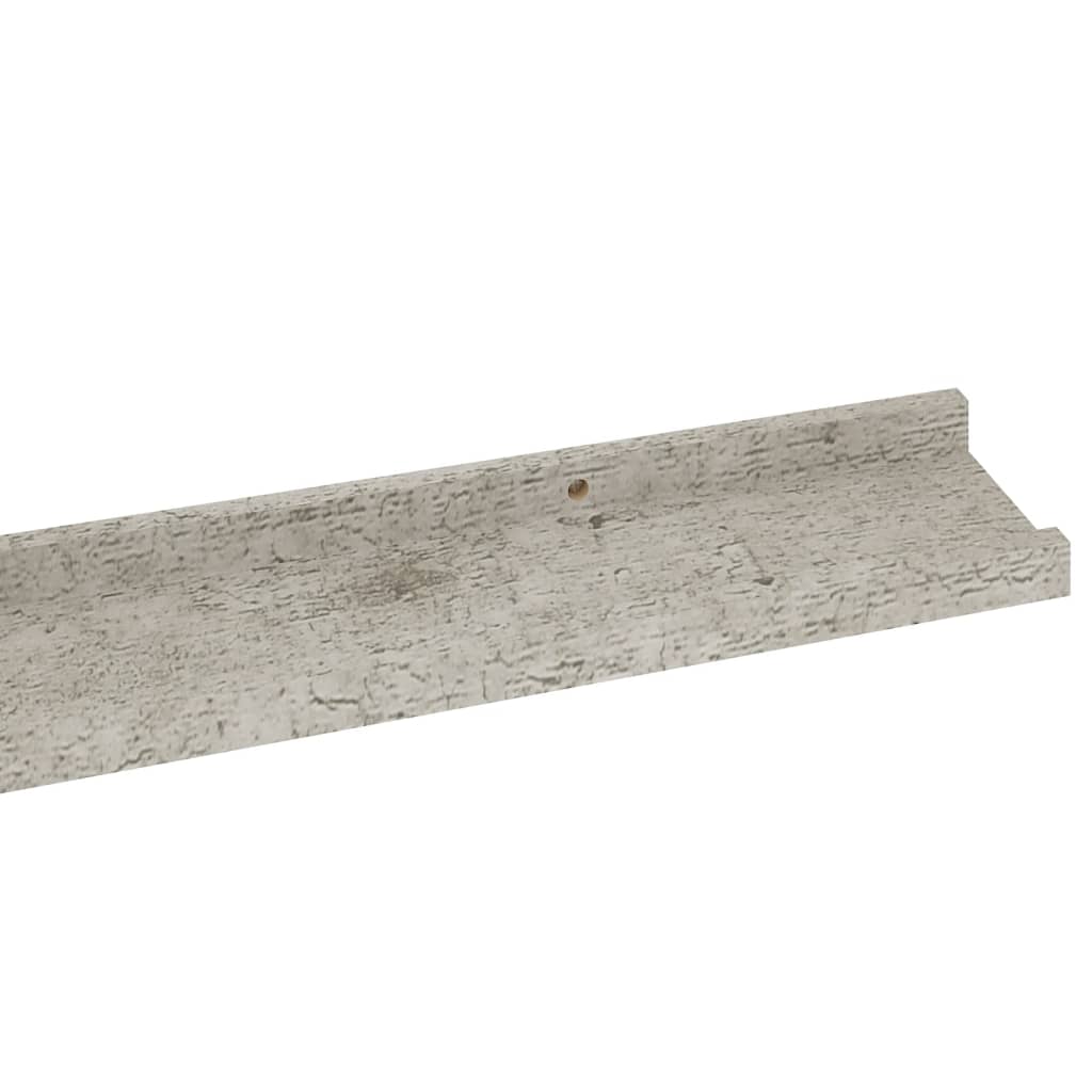 Rafturi de perete, 4 buc., gri beton, 100x9x3 cm