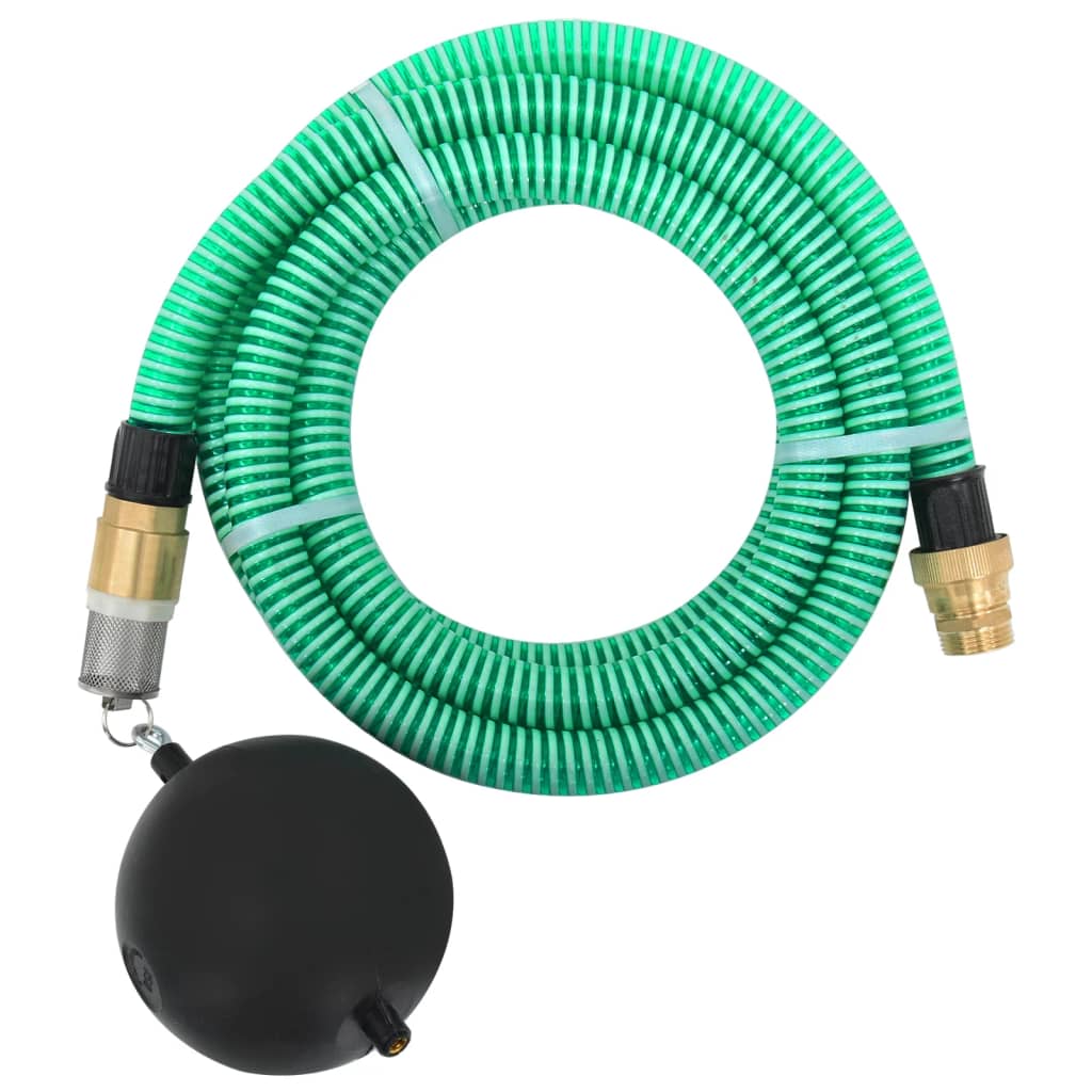 Furtun de aspirație cu racorduri din alamă, verde 1,1" 4 m, PVC