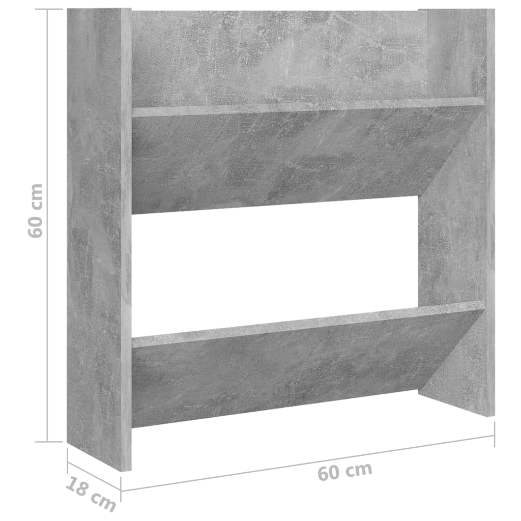 Pantofare de perete, 4 buc., gri beton, 60x18x60 cm, PAL