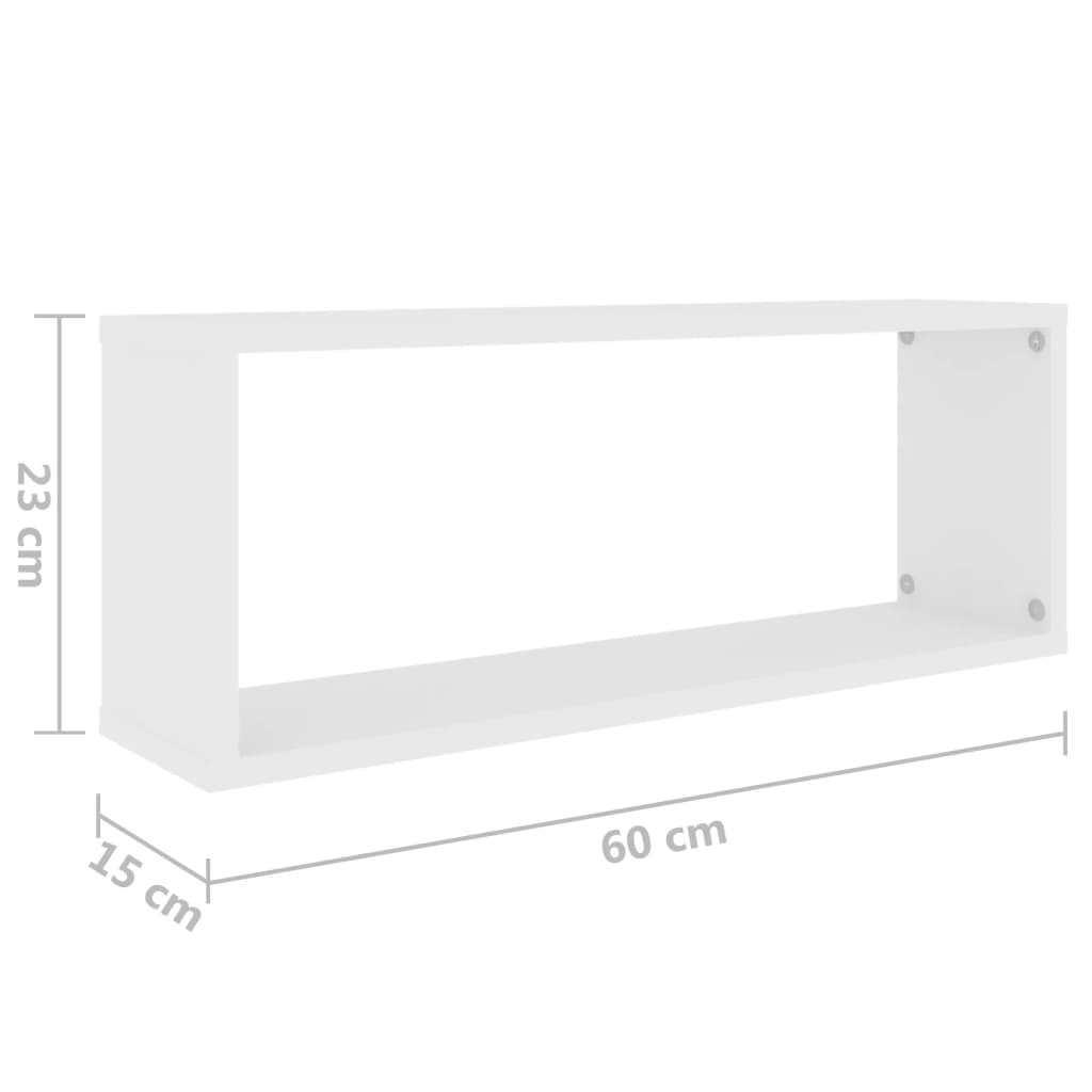 Rafturi de perete cub 2 bucăți alb 60x15x23 cm lemn prelucrat