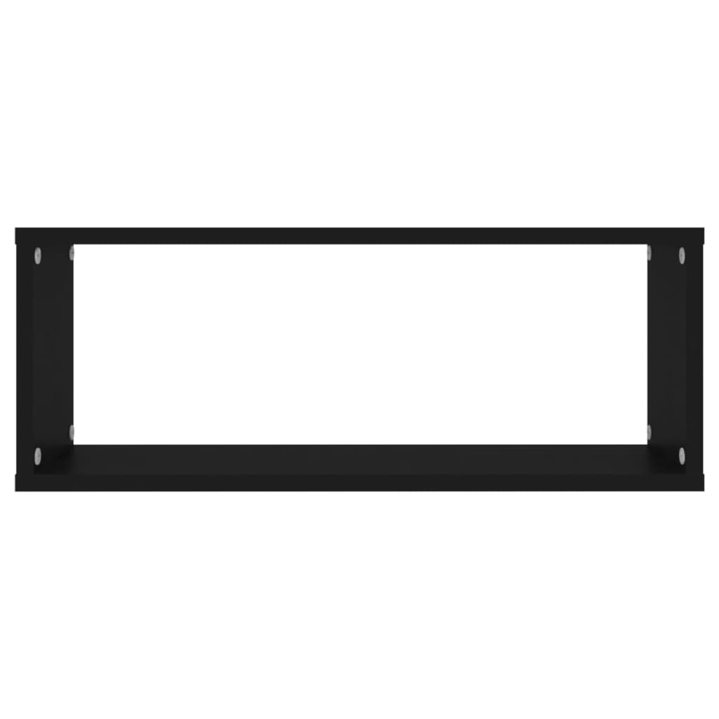 Rafturi de perete cub 2 buc. negru 60x15x23 cm lemn prelucrat