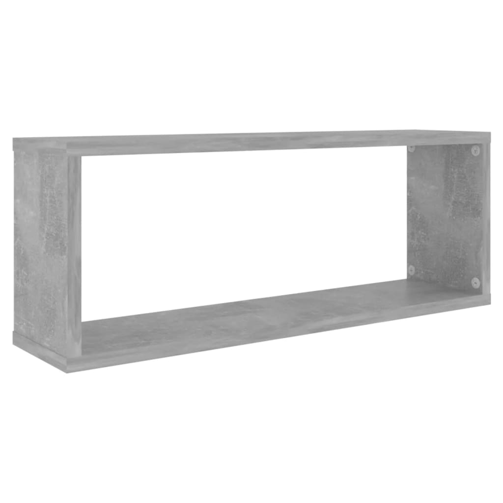 Rafturi de perete cub, 4 buc, gri beton, 60x15x23 cm, PAL