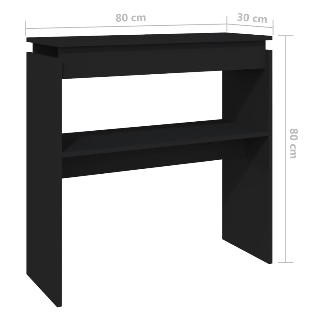 Masă consolă, negru, 80x30x80 cm, lemn prelucrat