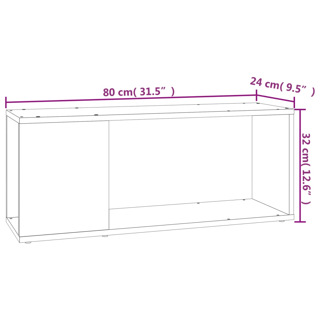 Comodă TV, alb, 80x24x32 cm, lemn prelucrat