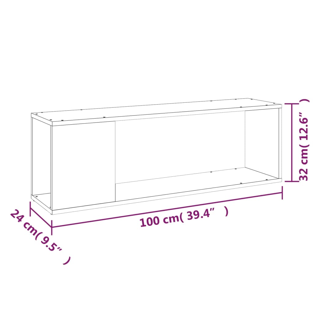 Comodă TV, gri beton, 100x24x32 cm, lemn prelucrat