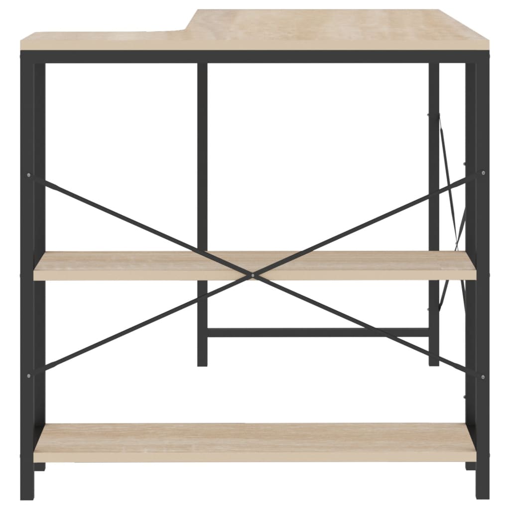 Birou de computer, negru/stejar, 110x72x70 cm, lemn prelucrat