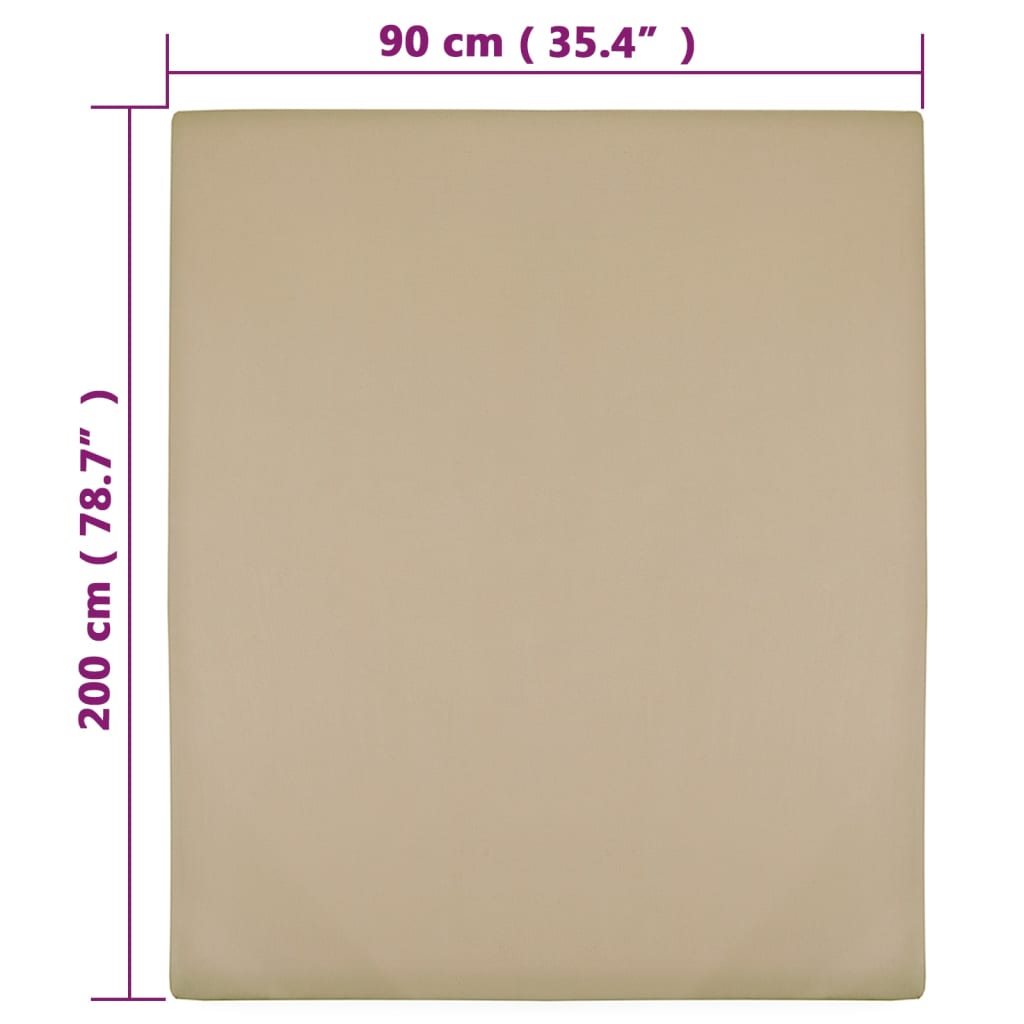 Cearșaf de pat cu elastic, 2 buc., gri taupe, 90x200 cm, bumbac