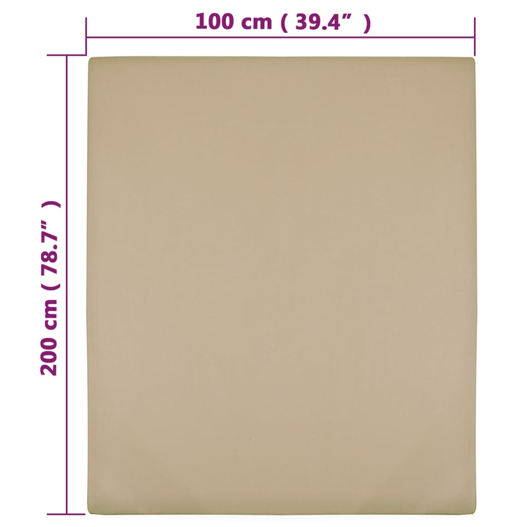 Cearșaf de pat cu elastic, 2 buc., gri taupe, 100x200 cm bumbac