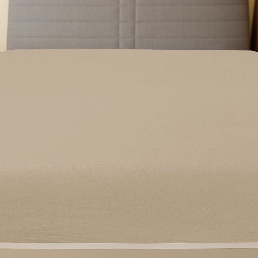 Cearșaf de pat cu elastic, gri taupe, 140x200 cm, bumbac