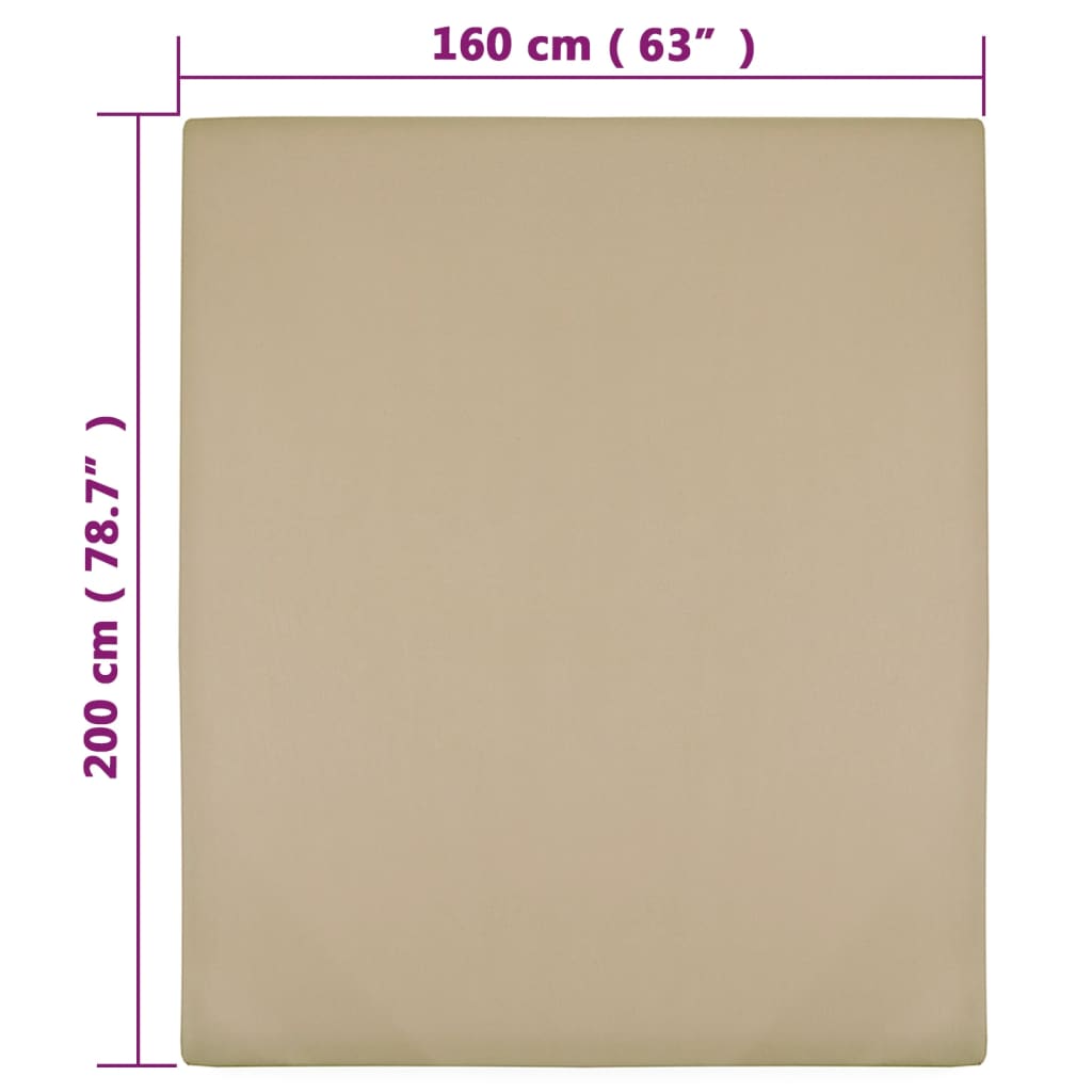 Cearșaf de pat cu elastic, gri taupe, 160x200 cm, bumbac