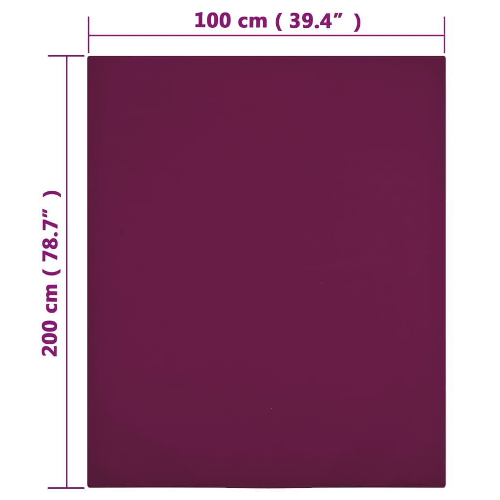 Cearșaf de pat cu elastic, 2 buc, bordo, 100x200 cm, bumbac