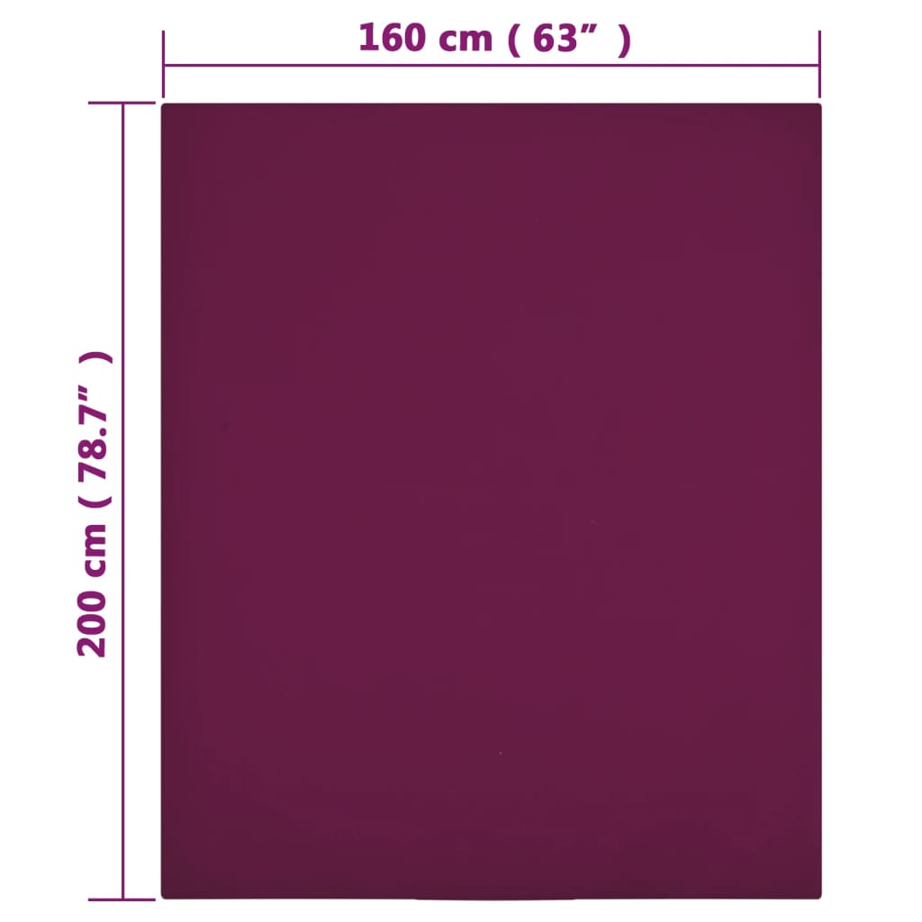 Cearșaf de pat cu elastic, bordo, 160x200 cm, bumbac