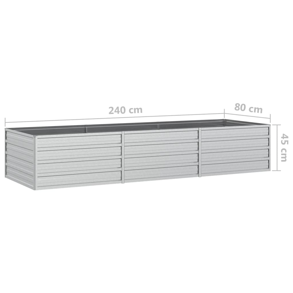 Strat înălțat de grădină argintiu 240x80x45 cm oțel galvanizat