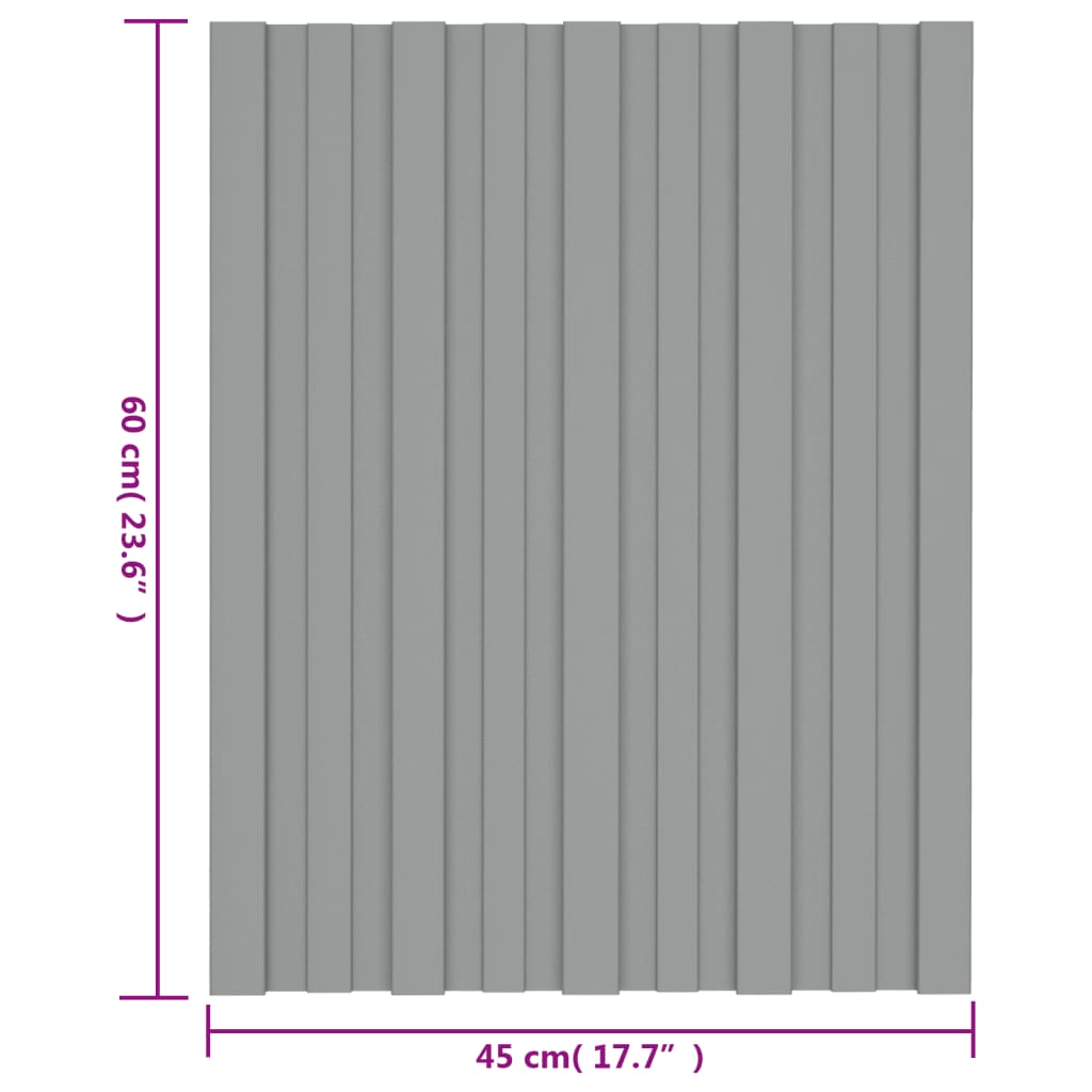 Panouri pentru acoperiș, 36 buc., gri, 60x45 cm oțel galvanizat