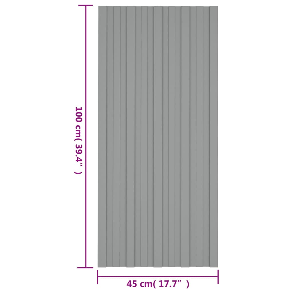 Panouri pentru acoperiș 12 buc. gri 100x45 cm oțel galvanizat