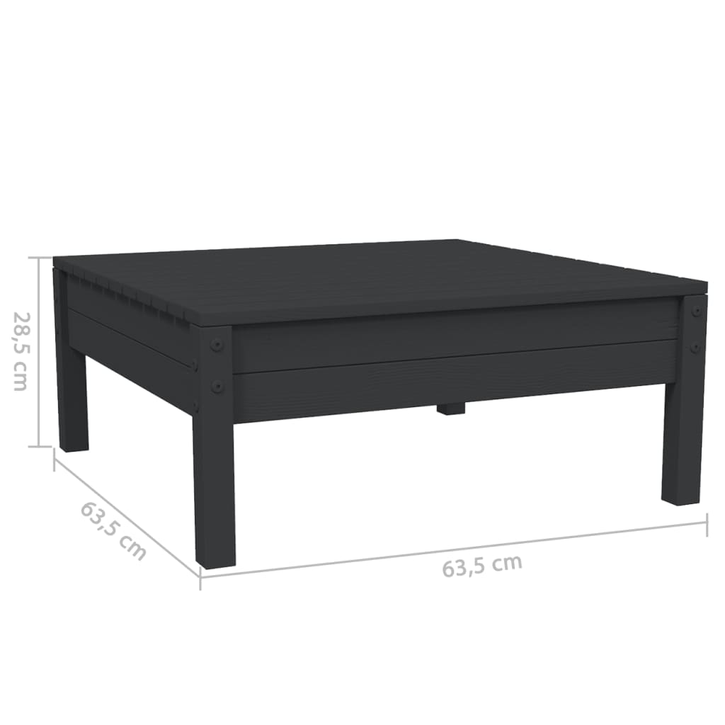 Set mobilier grădină cu perne, 3 piese, negru, lemn masiv pin