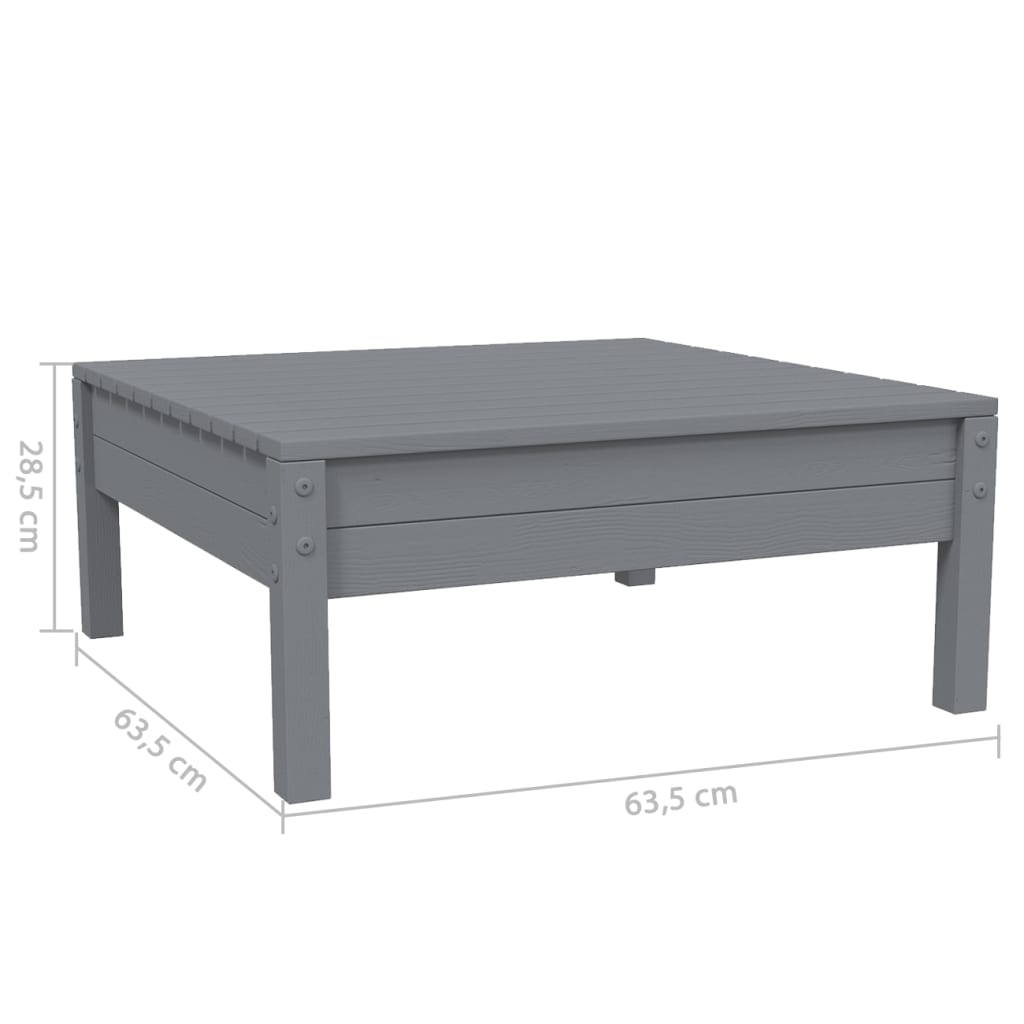 Set mobilier de grădină cu perne, 3 piese, gri, lemn masiv pin